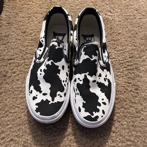 Vans Classic Black and White Cow Pattern Sneakers